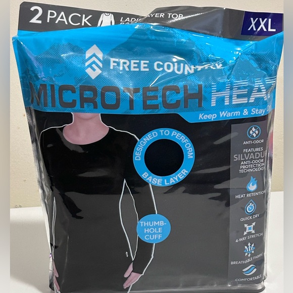 Free Country Tops Free Country Womens 2 Pk Black Microtech Heat